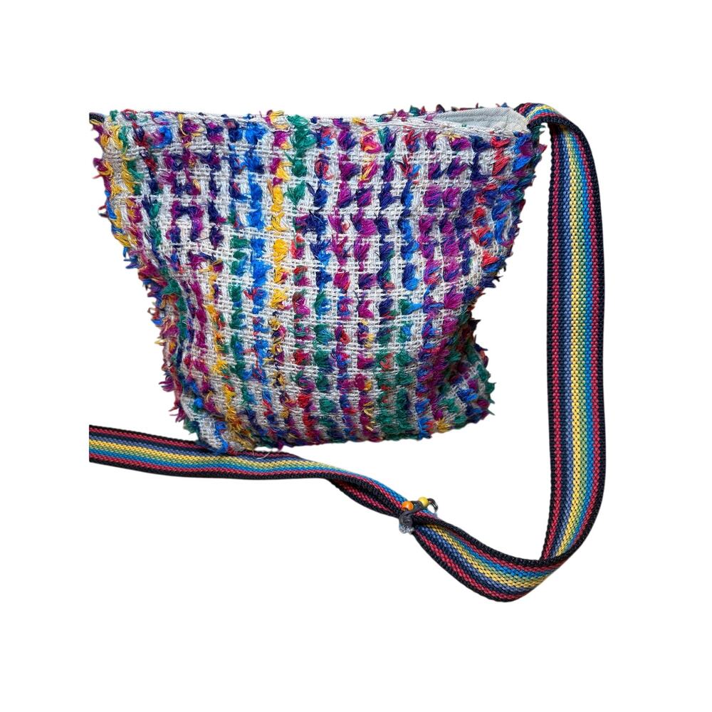 Catori Rainbow Tweed Crossbody Bag Boho Festival Shoulder Purse Colorful